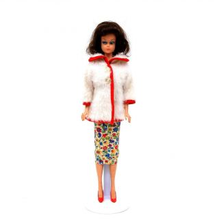 Vintage Mattel Barbie Fashion Queen Wearing On The Go Floral Print Sheath Dress