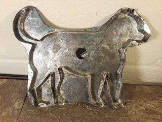 Antique Vintage Large Dog Tin Metal Flatback Cookie Cutter Rare Wow