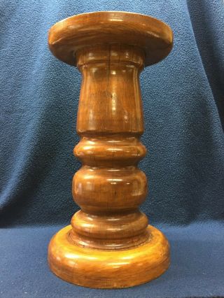 Antique Solid Stained Wood Round Pedestal Plant Stand