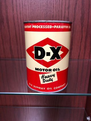 Rare.  Dx Motor Oil Heavy Duty Can.  Dx Sunray Oil Company.  Full Never Opened