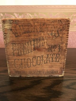 Rare Antique W.  H.  Baker’s Premium No.  1 Chocolate Wood Box 1800s - Early 1900’s