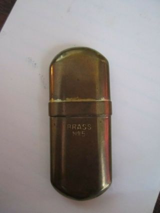 Rare Vintage Solid Brass Match Holder Smoke Stone No 5 Korea Wwii Very Good Old