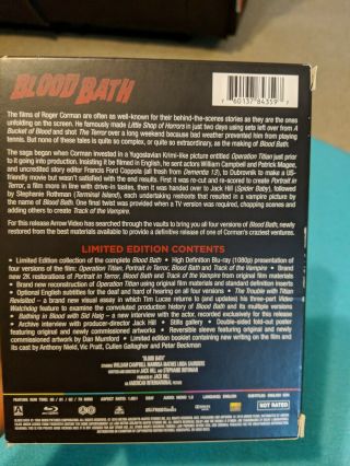 Blood Bath (Blu - ray,  Limited Edition) ARROW RARE OOP HORROR 3