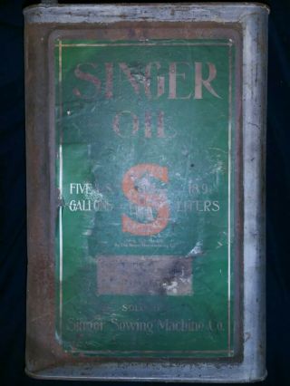 Antique Oil Can,  Singer Sewing Oil Can Rare 5 U.  S.  Gallons 18.  9 Liters.