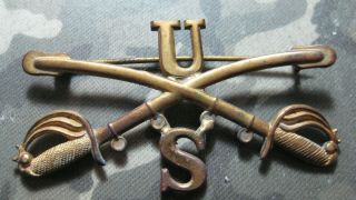 Rare Unusual Indian Wars Us Cavalry Pin Insignia Pinback Badge Spanam War
