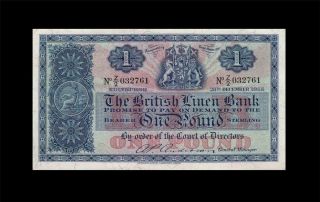 1955 British Linen Bank Scotland Edinburgh 1 Pound Rare " Z " ( (aunc))