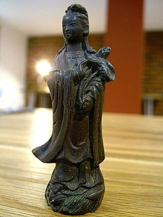 Antique Chinese Or Japanese Cast Bronze Deity God Figure Figurine 499