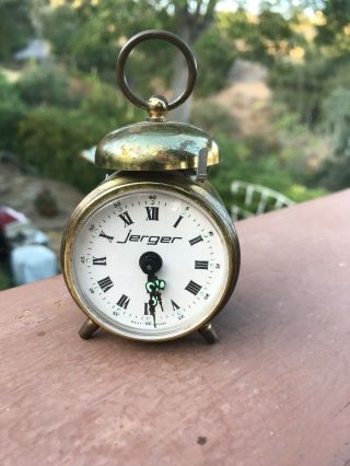 Vintage Old Rare Wind Up Table Alarm Clock Jerger Made In Germany