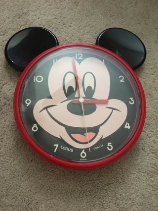 Vintage Lorus Disney Mickey Mouse Quartz Alarm Clock.  Very Rare,
