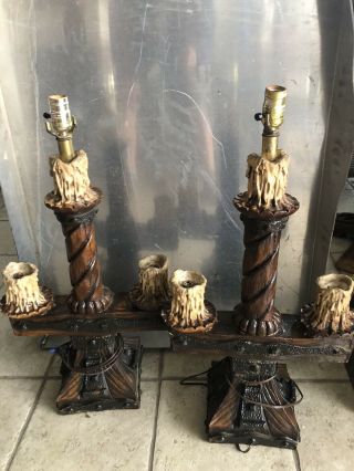 Vintage Cast Iron/wood Scary Halloween Goth Lights One Of A Kind