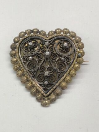 Antique David Andersen Christiania 830 Silver HEART Pin 2