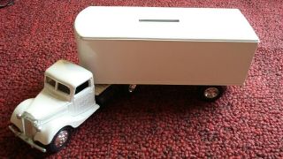 Rare Vintage Ertl 1937 Ford Tractor Trailer Bank Limited Edition White