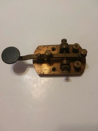 Rare Signal Electric Mfg Antique Brass Morse Code Telegraph Key Ham Radio