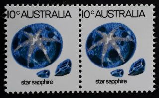 Rare 1974 Australia Pair 10c Star Sapphire Stamps Printed On Gum Side Muh