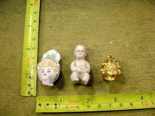 3 X Vintage Excavated Faded Painted Doll Head Age 1890 Mixed Media Kister 14058