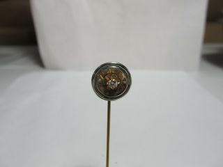 Vintage 14k Solid Gold Stick Pin With European Cut Natural Diamond