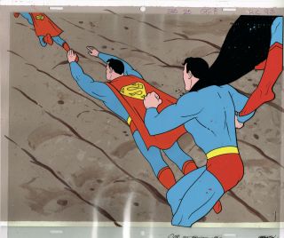 Rare - Superman - Filmation Hand Painted Cels W/ Background