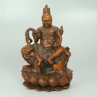 Chinese Exquisite Handmade Mythology Figure Beast Boxwood Statue