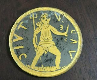 Roman Ancient Sandwich Glass With Gold Soldier - G0005