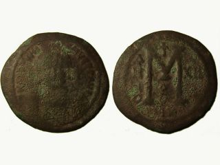 Ancient Byzantine Bronze Lagre Follis Of Justinian I (527 - 565),  Very Rare