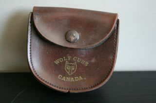 Wolf Cubs Canada Leather Belt Pouch Rare Vintage Older Rare Scouts Piece Old