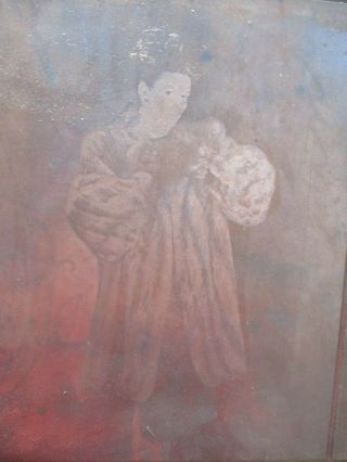 Antique Copper Advertising Photo Printing Plate Woman With Fur Coat 11 1/2 X 9