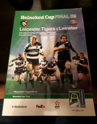 Very Rare 2009 Heineken Cup Final Leicester Tigers V Leinster Match Programme