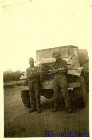 Rare Wehrmacht Afrika Korps Troops W/ Impressed British Lkw Truck (1)