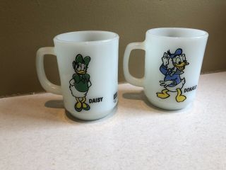 Vintage Walt Disney Prod Daisy & Donald Duck Milk Glass Mug Pepsi Usa Rare