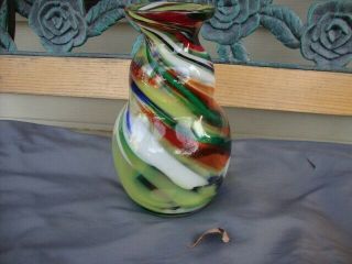 Rare Antique Murano Vase Hand Blown Rainbow Swirl Art Millefiori Fratelli Toso