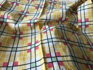 Swedish Vintage 1950s Tablecloth,  Black Checks With Red,  Orange & Yellow Insets