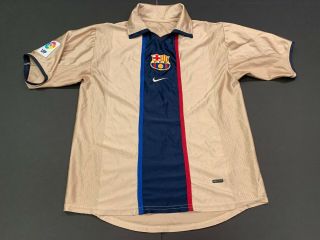 Vintage Fc Barcelona Nike Men’s Gold/blue Soccer Jersey - Large - Rare
