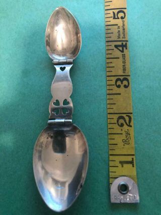 Antique Sterling Silver Spoon Folding Medicine Spoon 20 Grams Cross 36 Rare