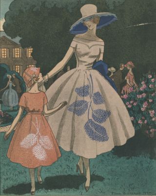 1920 Art Deco Vintage Pochoir Pierre Brissaud Garden Party Gazette Du Bon Ton 2
