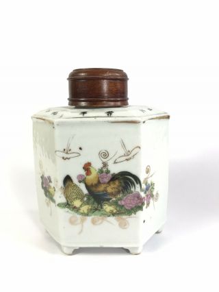 Antique Chinese Porcelain Tea Jar Caddy Famille Rose No Damage