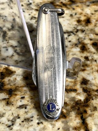 Rare Vintage O.  M.  D.  Stainless Pocket Knife - Lions Club International Emblem
