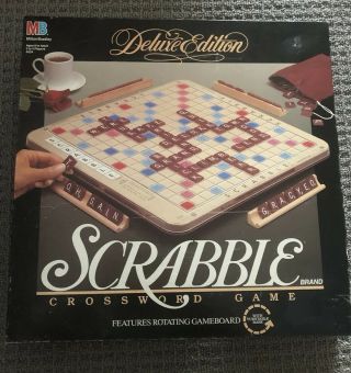 Vintage Milton Bradley Scrabble Deluxe Edition 1989 Turntable 100 Complete Rare