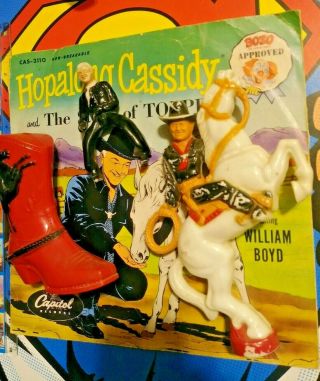 Vintage Hopalong Cassidy Items Toys Record Figures & Bank Rare 