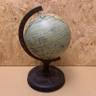Vintage Reliable Series Tin World Map Terrestrial Globe Atlas - Stand - 20cm