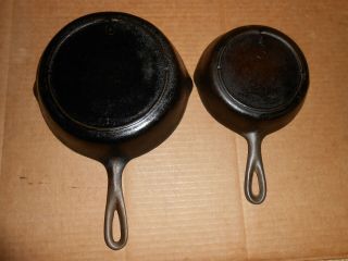 2 Antique Cast Iron Skillets Smoke Rings No 3 & 5 6 3/8  And 8 .  Kitchen