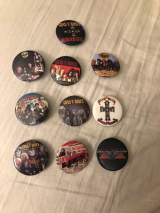 Vintage 1988,  1989 Official Guns N Roses Pinback Buttons Rare Vintage
