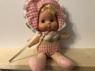 Vintage 1970s Mattel Baby Beans Doll Pink Bonnet 1970 Htf Itsy Bitsy