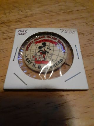 Mickey Mouse Globe Trotters Member Pin I Eat N.  B.  C.  Bread Rare Pin