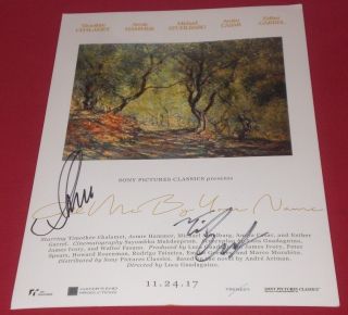 Hammer & Chalamet Signed Call Me By Your Name Rare 8x12 Poster Photo Auto