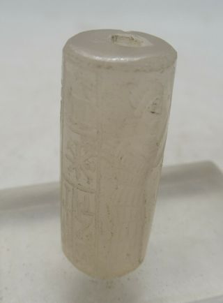 Ancient Near Eastern Rock Crystal Carved Bead Seal With Impressions
