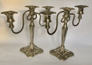 A Large Vintage Ornate Silver - Plated Candlesticks,  Vintage Candelabras