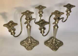 A Large Vintage Ornate Silver - Plated Candlesticks,  Vintage Candelabras 3