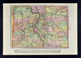 C 1900 George Cram Map Colorado Denver Boulder South Park Golden Pueblo Springs