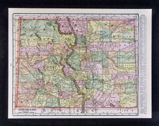 C 1900 George Cram Map - Colorado - Denver Boulder Pueblo South Park Aspen Co