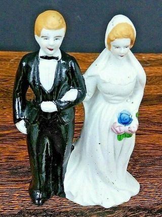 Bride & Groom Cake Topper Ceramic Bisque Occupied Japan Vintage Wedding Marriage